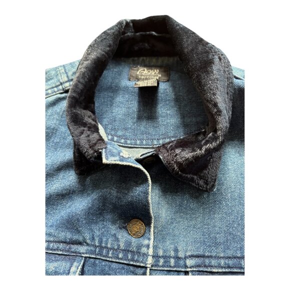 VINTAGE AGAPO DENIM JACKET FUNKY CHIC WITH RIBBON TRIM GROMMET BUTTONS SIZE M - Picture 3 of 10